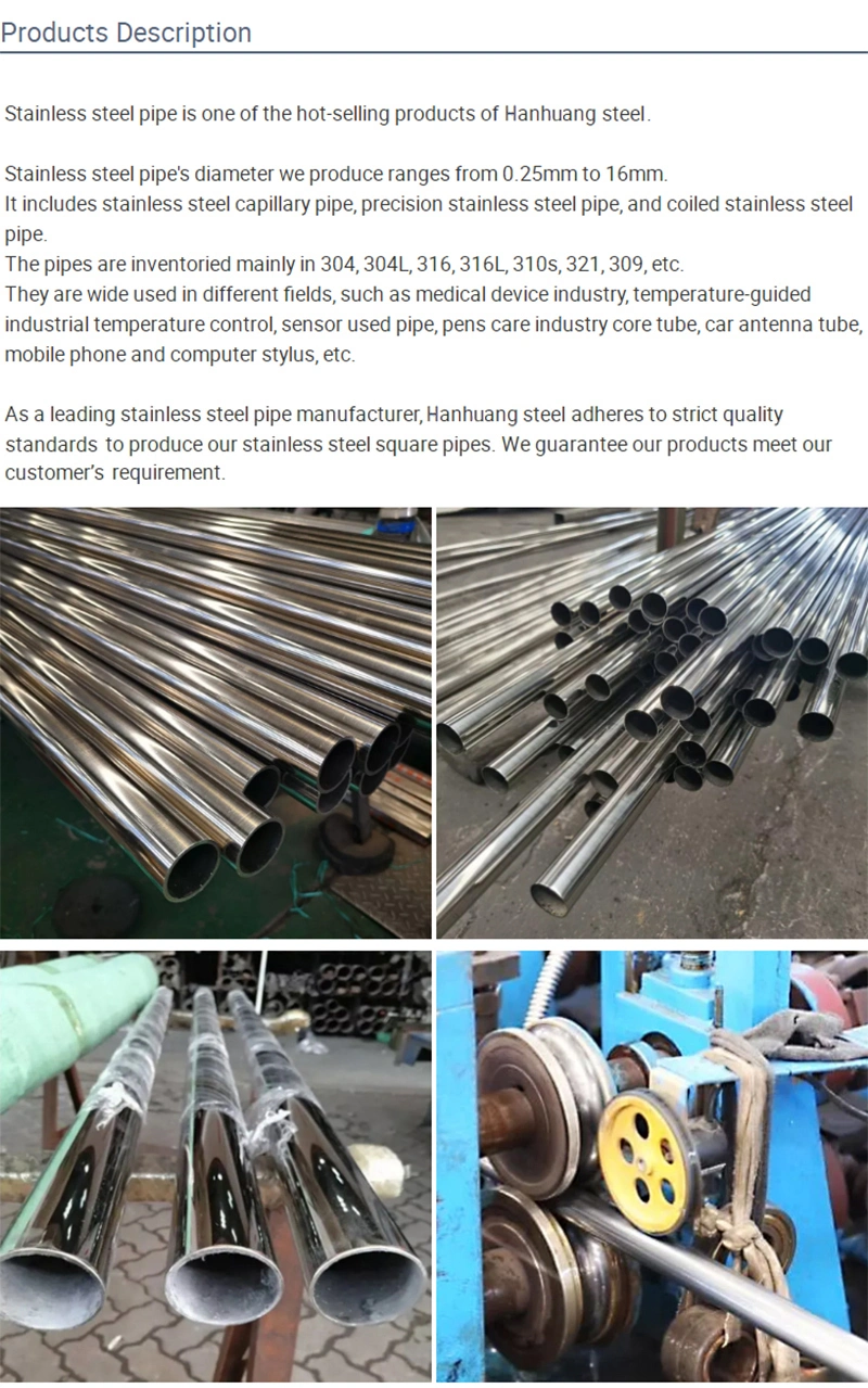 Ss 201 304 304L 316 316L 430 310 310S 316ti 904L 904 2205 2507 317 8K Stainless Steel Pipe/Square/Round/Seamless Steel Pipe/Welded/Galvanized/Titanium Alloy